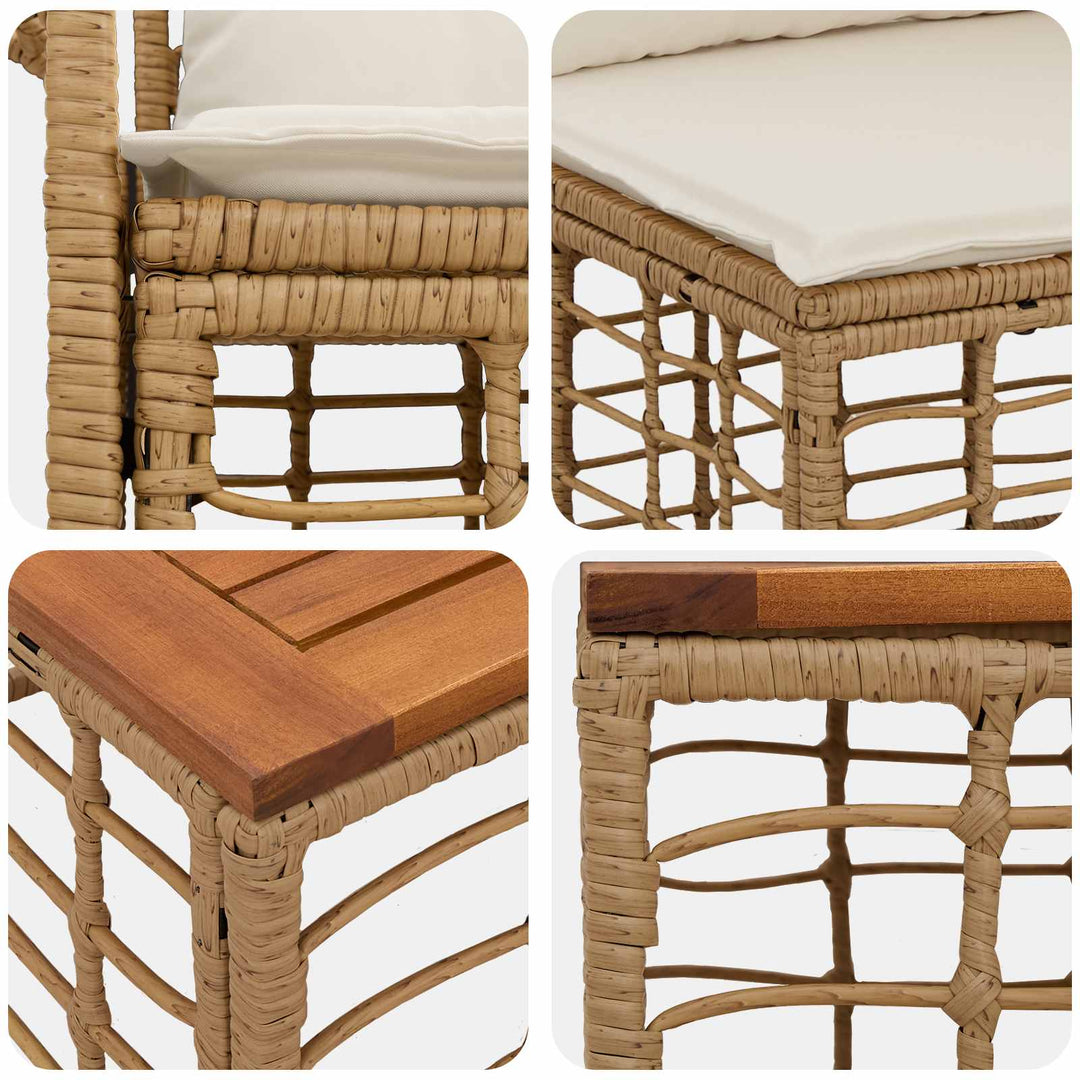 Udendørs sofagruppe 8 stk. Naturlig og Creme Hvid polyrattan