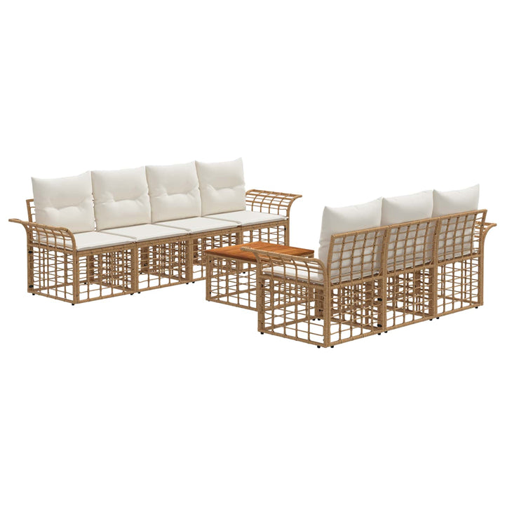 Udendørs sofagruppe 8 stk. Naturlig og Creme Hvid polyrattan