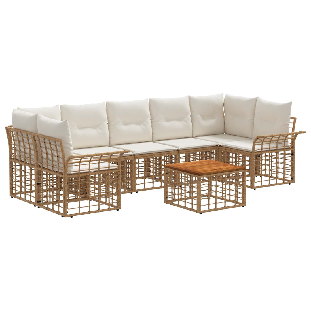 Udendørs sofagruppe 8 stk. Naturlig og Creme Hvid polyrattan