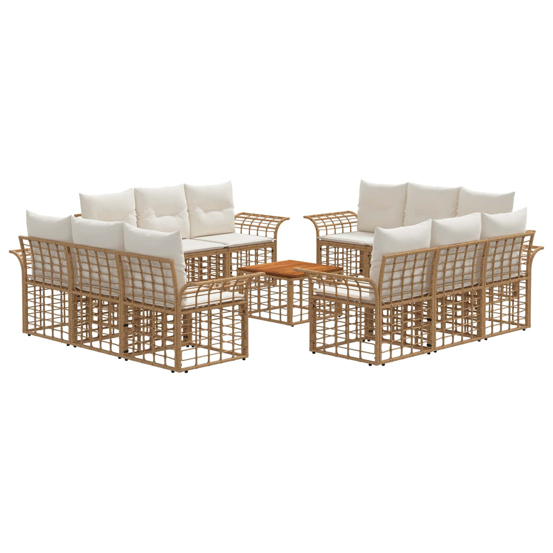 Udendørs sofagruppe 13 stk. Naturlig og Creme Hvid Polyester