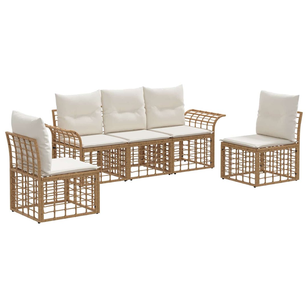 Udendørs sofagruppe 5 stk. Naturlig og Creme Hvid Polyester