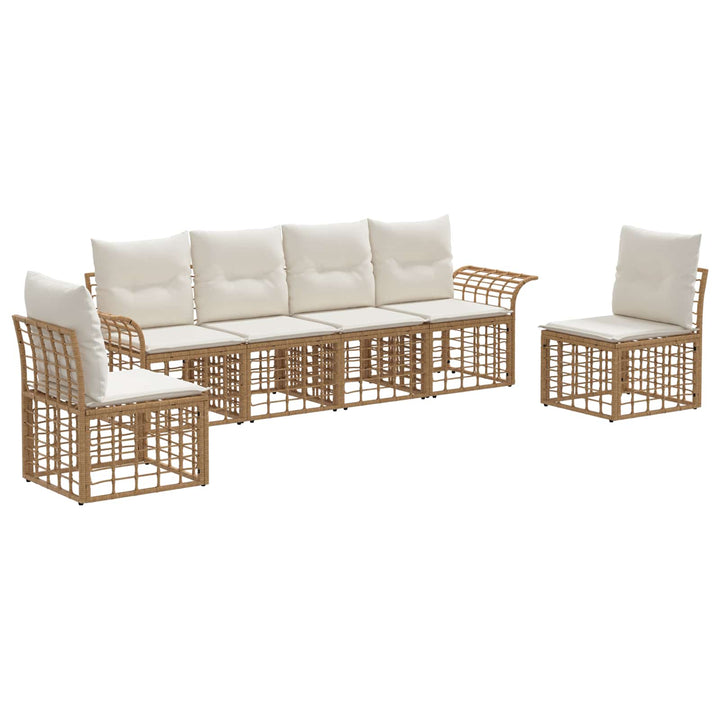 Udendørs sofagruppe 6 stk. Naturlig og Creme Hvid Polyester