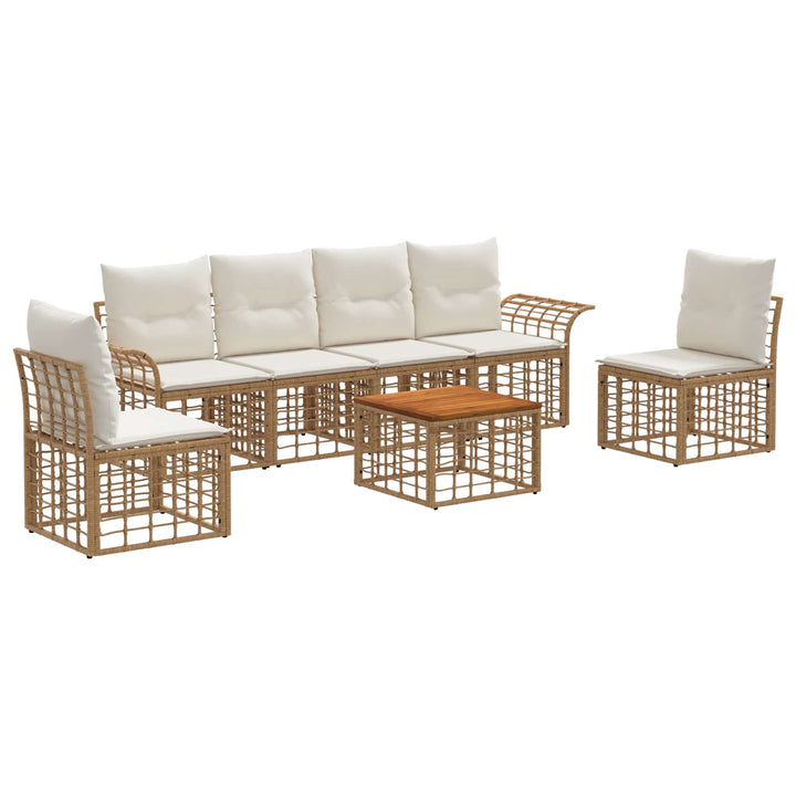Udendørs sofagruppe 7 stk. Naturlig og Creme Hvid Polyester