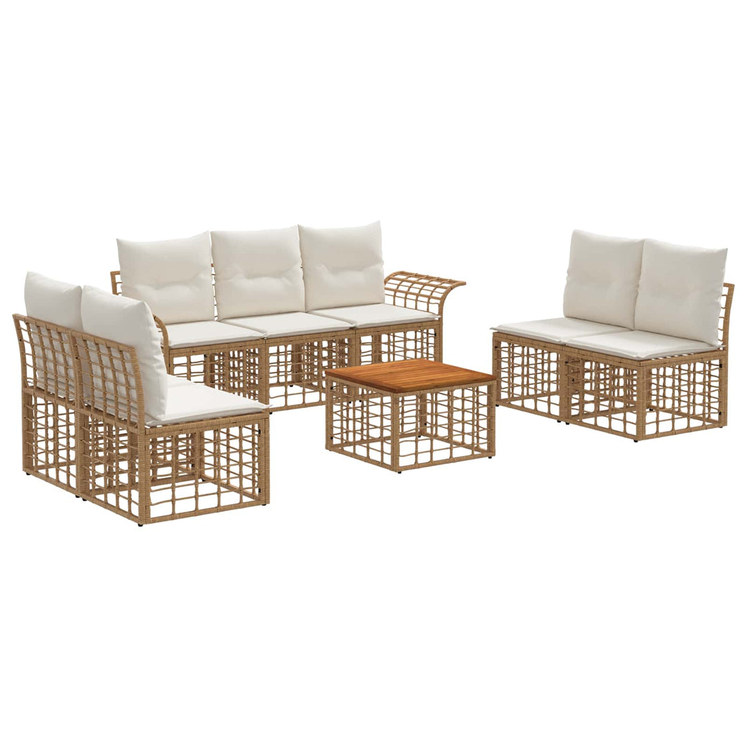 Udendørs sofagruppe 8 stk. Naturlig og Creme Hvid Polyester