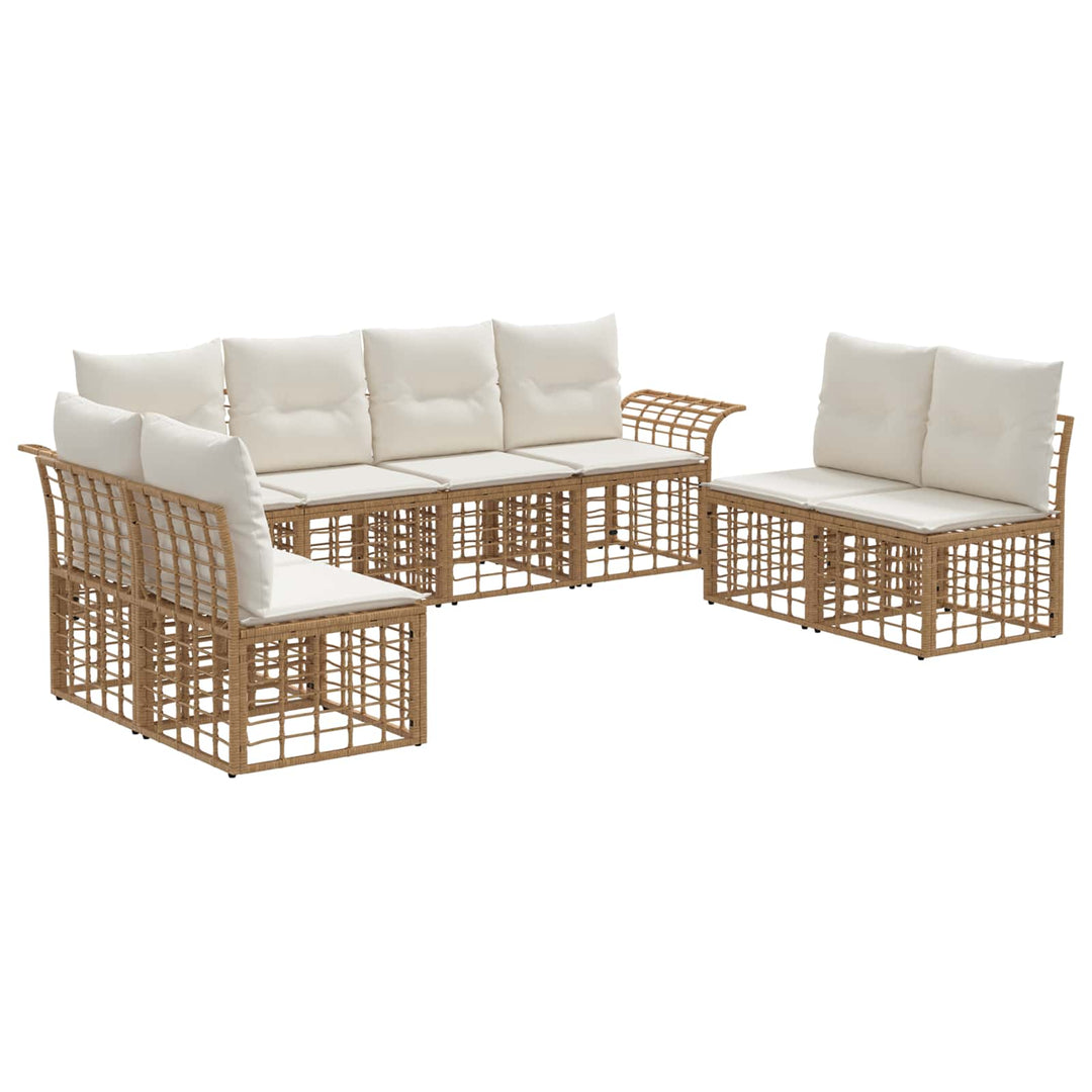 Udendørs sofagruppe 8 stk. Naturlig og Creme Hvid Polyester