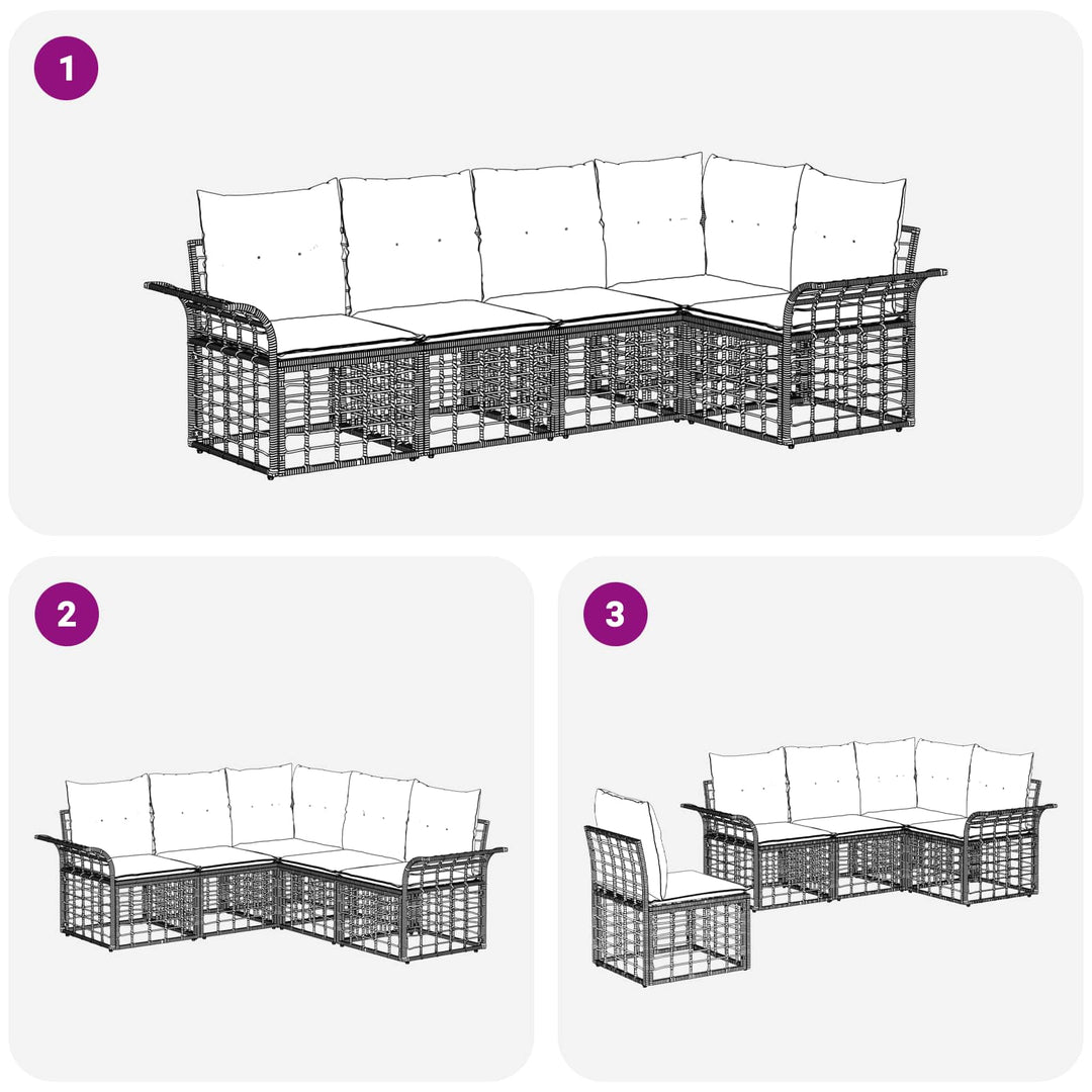 Udendørs sofagruppe 5 stk. Naturlig og Creme Hvid Polyester