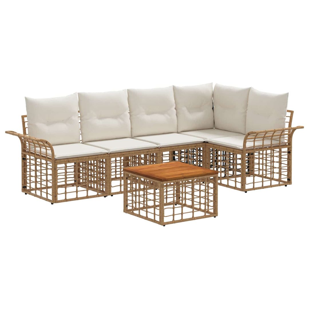 Udendørs sofagruppe 6 stk. Naturlig og Creme Hvid Polyester