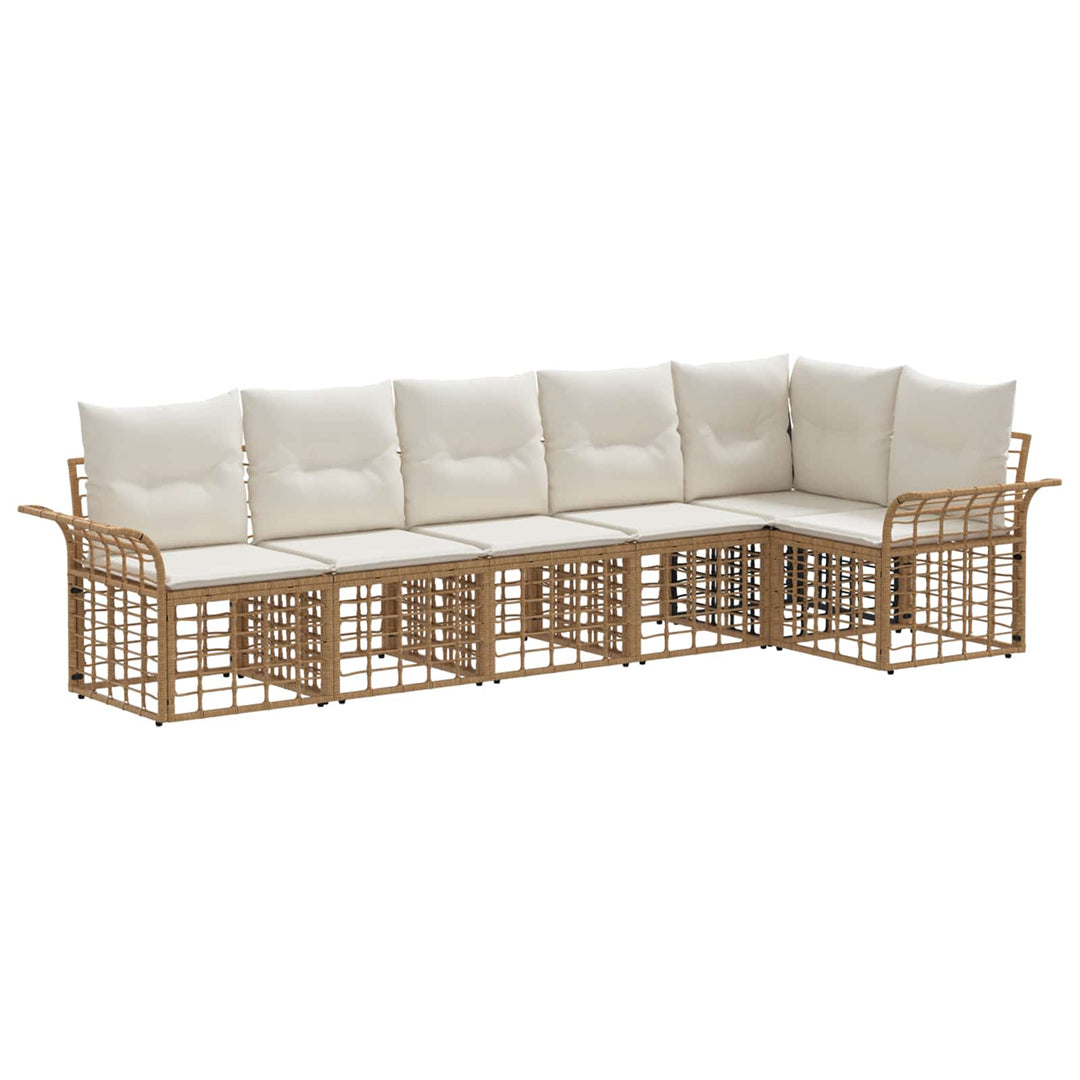 Udendørs sofagruppe 6 stk. Naturlig og Creme Hvid Polyester