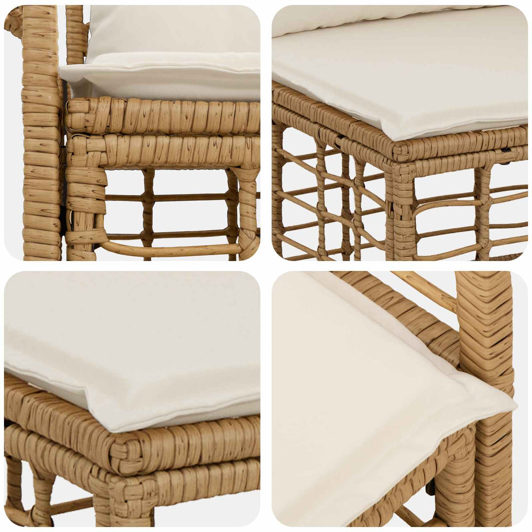 Udendørs sofagruppe 7 pcs Naturlig og Creme Hvid Polyester