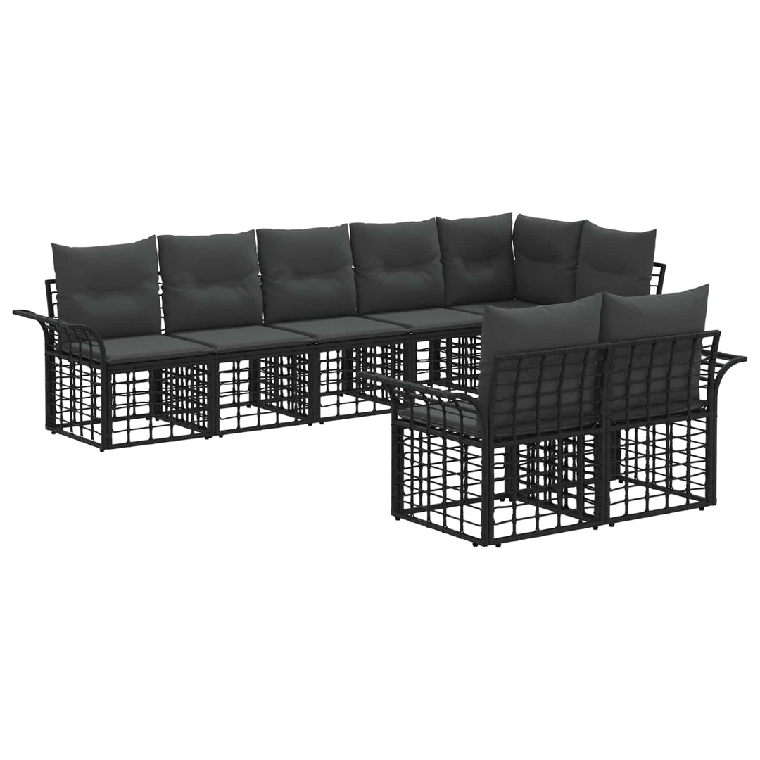 Udendørs sofagruppe 8 stk. Sort og Mørkegrå polyrattan