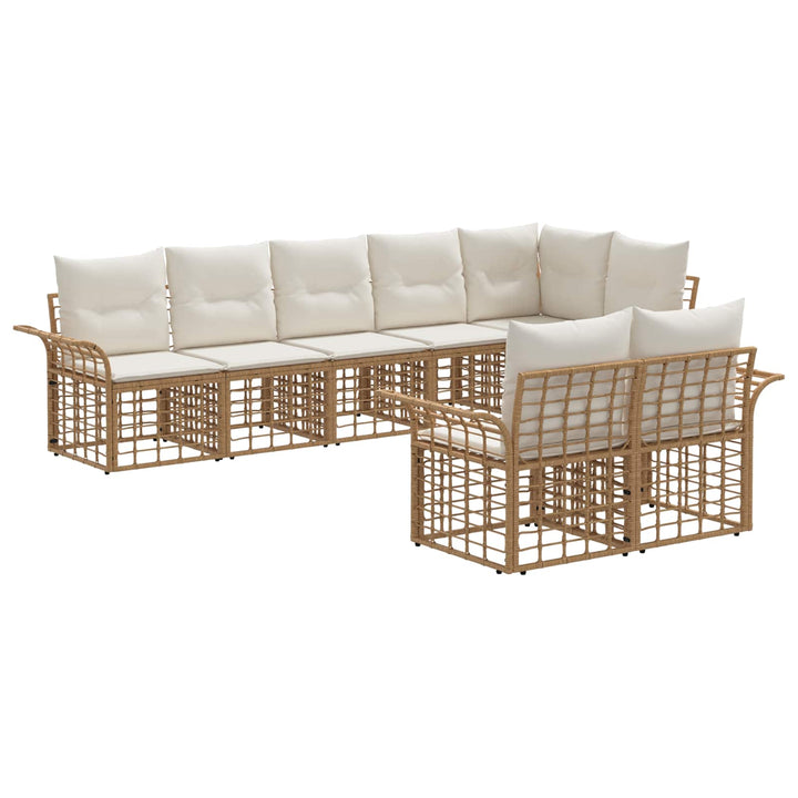 Udendørs sofagruppe 8 stk. Naturlig og Creme Hvid polyrattan