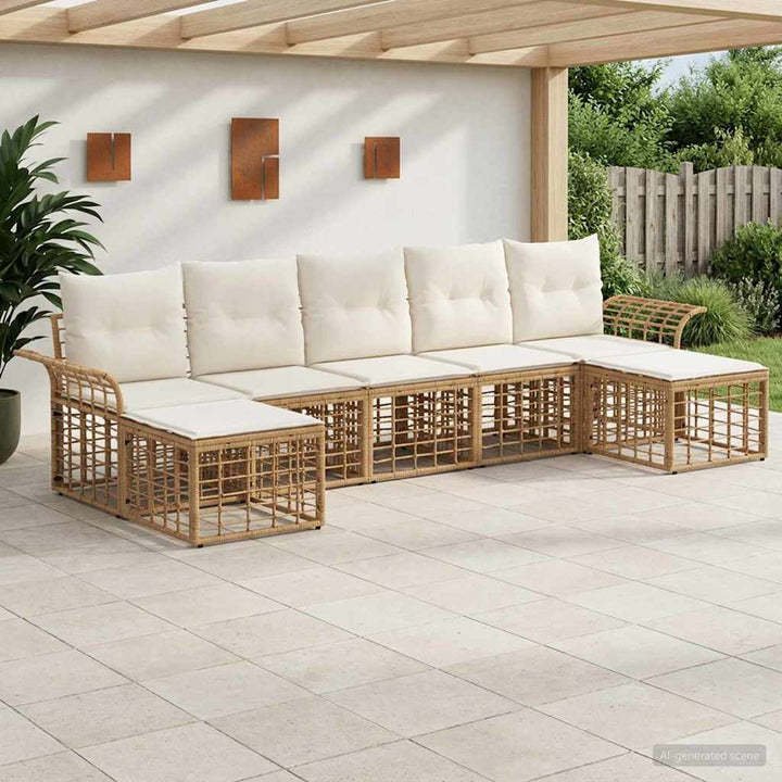 Udendørs sofagruppe 7 stk. Naturlig og Creme Hvid Polyester