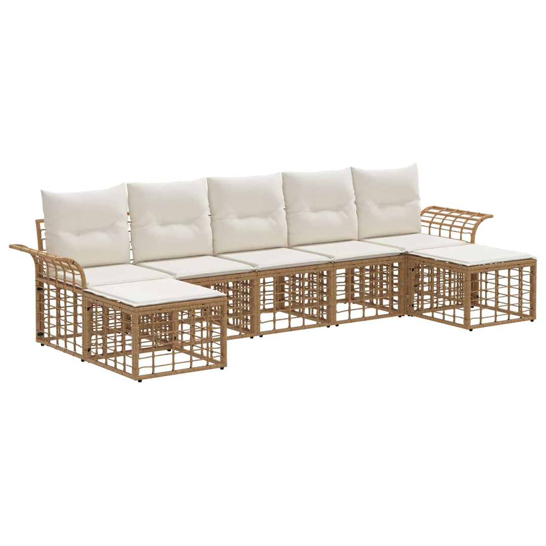Udendørs sofagruppe 7 stk. Naturlig og Creme Hvid Polyester