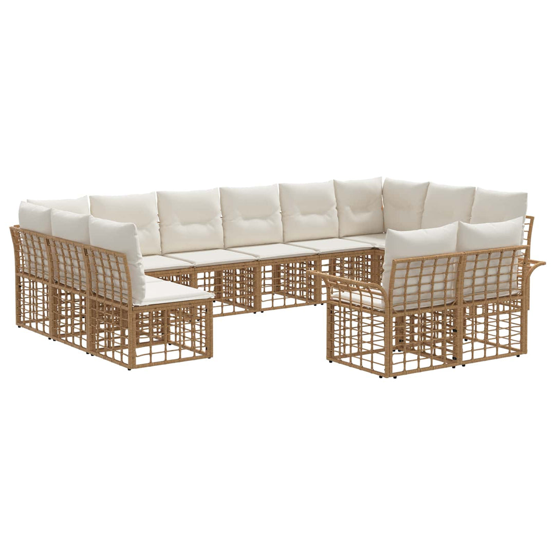 Udendørs sofagruppe 12 stk. Naturlig og Creme Hvid Polyester