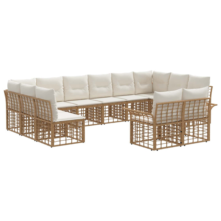 Udendørs sofagruppe 12 stk. Naturlig og Creme Hvid Polyester