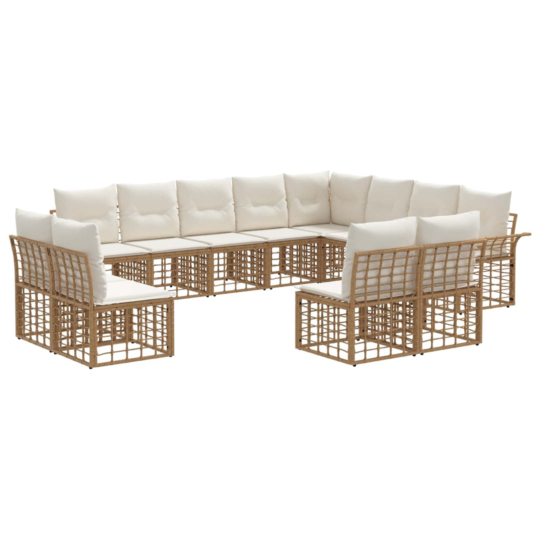 Udendørs sofagruppe 12 stk. Naturlig og Creme Hvid Polyester