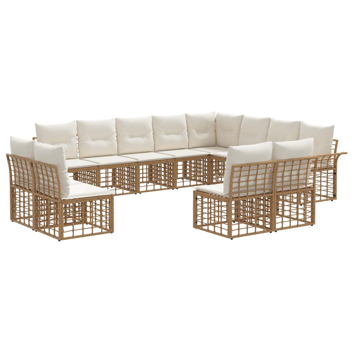 Udendørs sofagruppe 12 stk. Naturlig og Creme Hvid Polyester