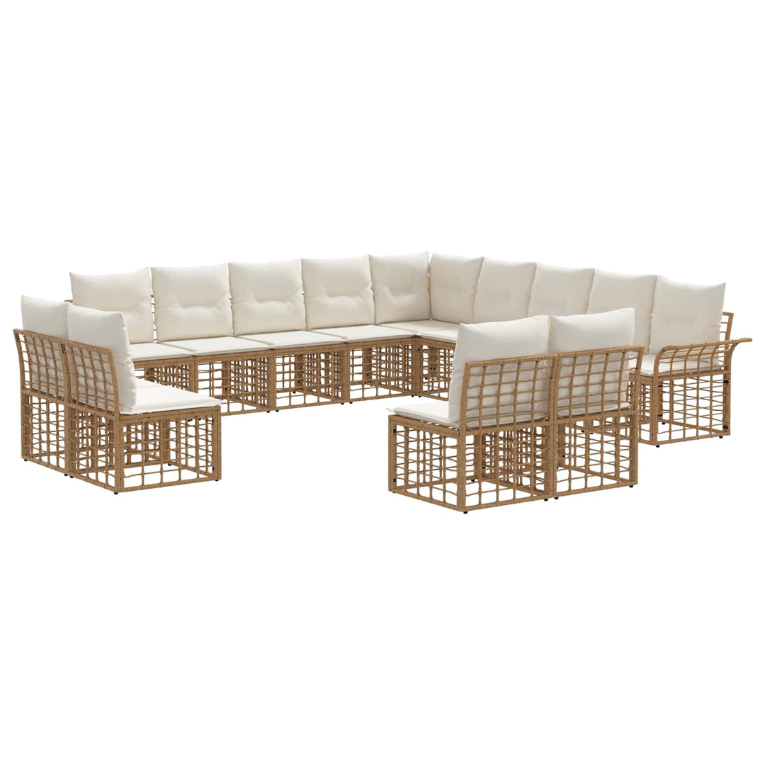 Udendørs sofagruppe 13 stk. Naturlig og Creme Hvid Polyester