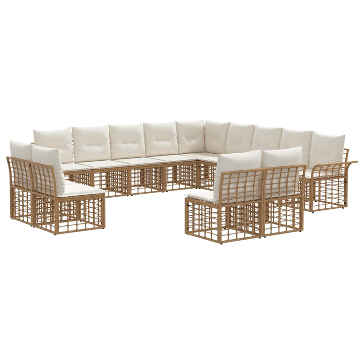 Udendørs sofagruppe 13 stk. Naturlig og Creme Hvid Polyester