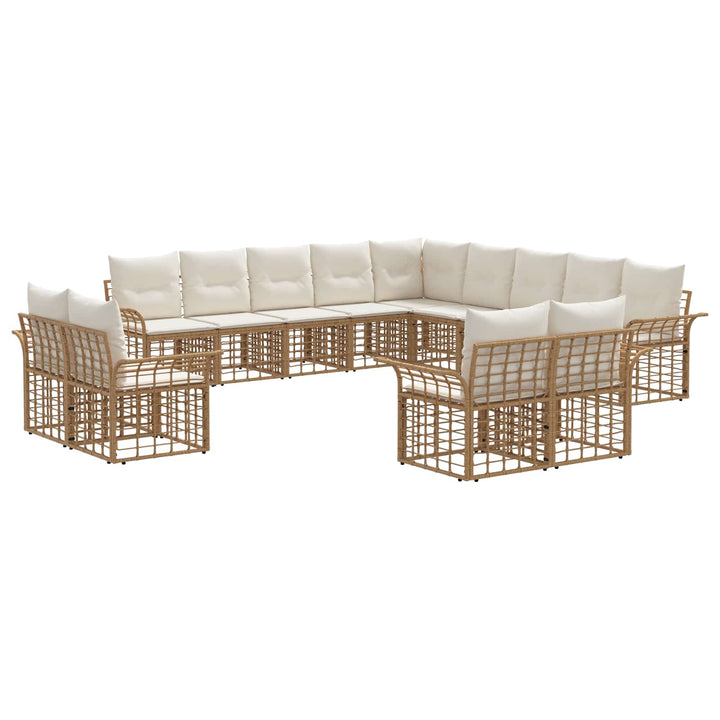 Udendørs sofagruppe 13 stk. Naturlig og Creme Hvid Polyester