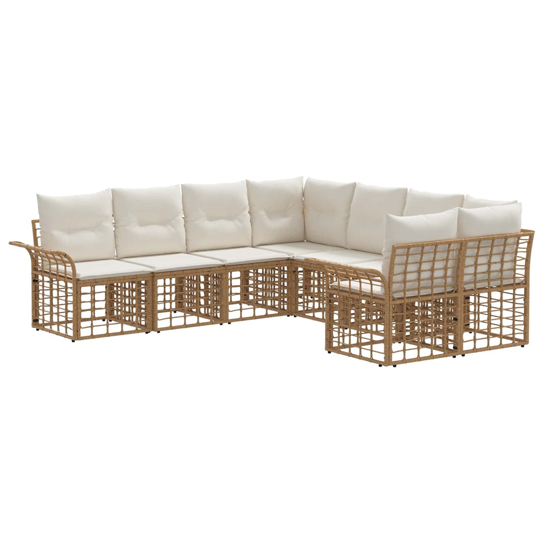 Udendørs sofagruppe 8 pcs Naturlig og Creme Hvid Polyester