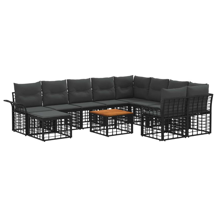 Udendørs sofagruppe 11 stk. Sort og Mørkegrå polyrattan