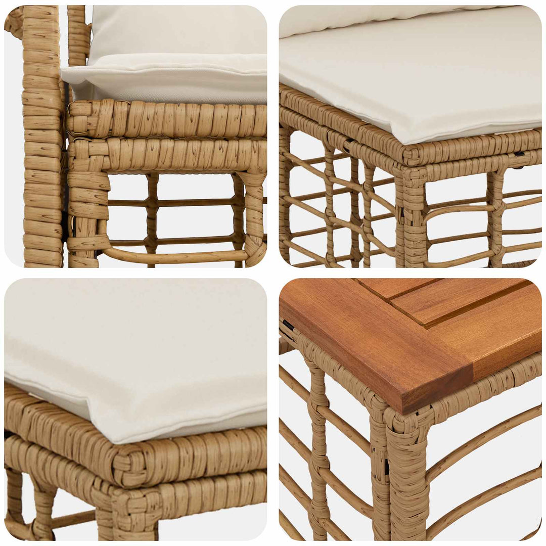 Udendørs sofagruppe 11 stk. Naturlig og Creme Hvid polyrattan