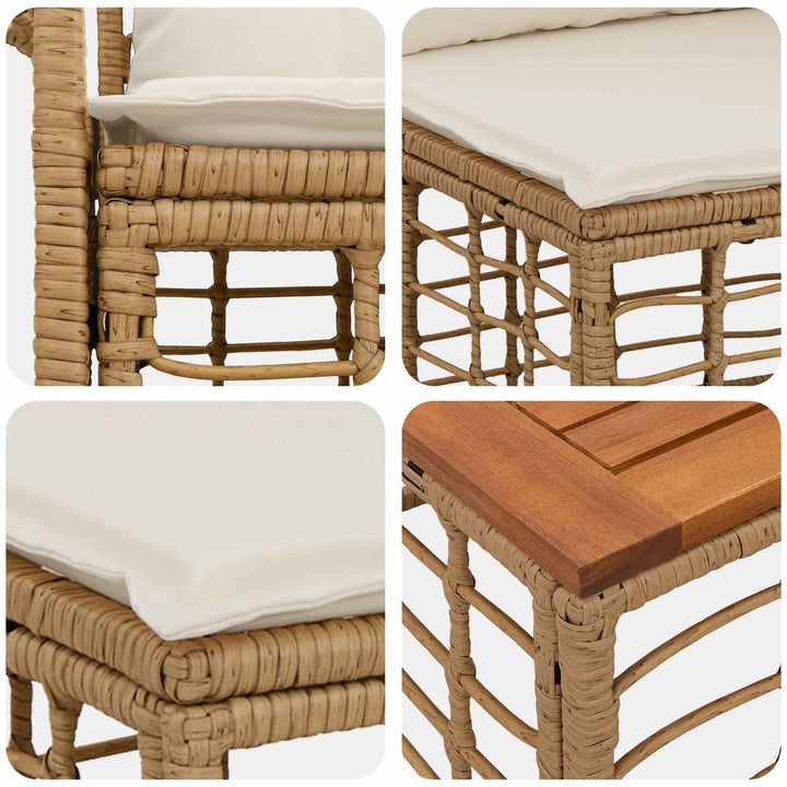 Udendørs sofagruppe 11 stk. Naturlig og Creme Hvid polyrattan