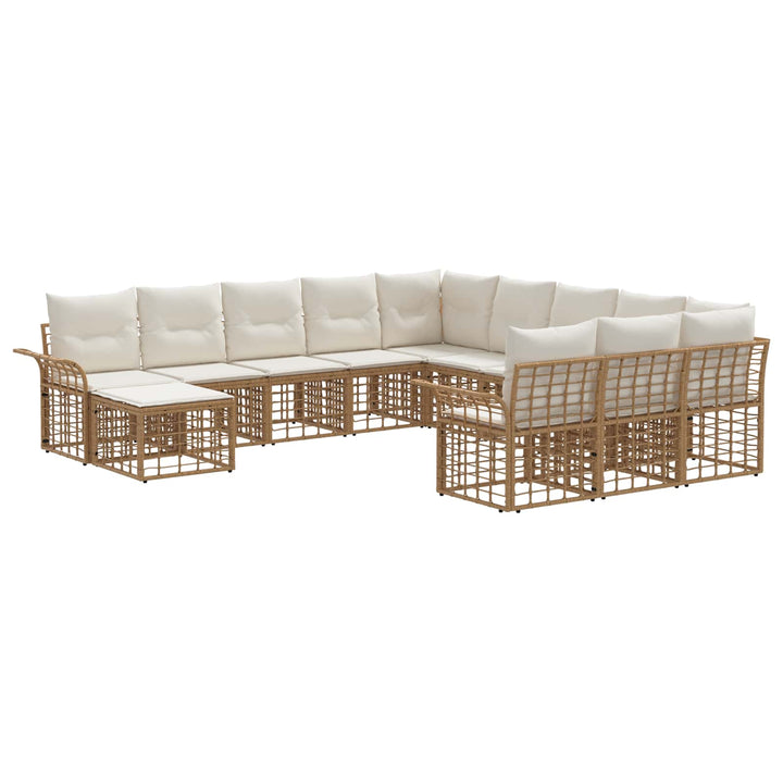 Havesofa Sæt 12 stk. Naturlig og Creme Hvid polyrattan