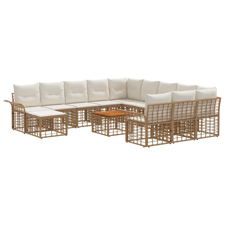 Havesofa Sæt 13 stk. Naturlig og Creme Hvid polyrattan