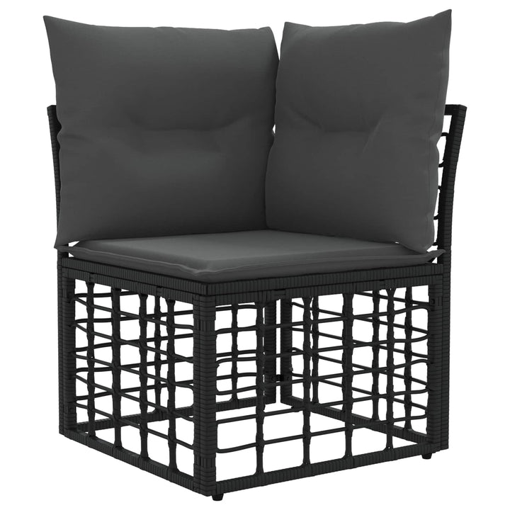 Havesofa Sæt 8 stk. Sort og Mørkegrå polyrattan