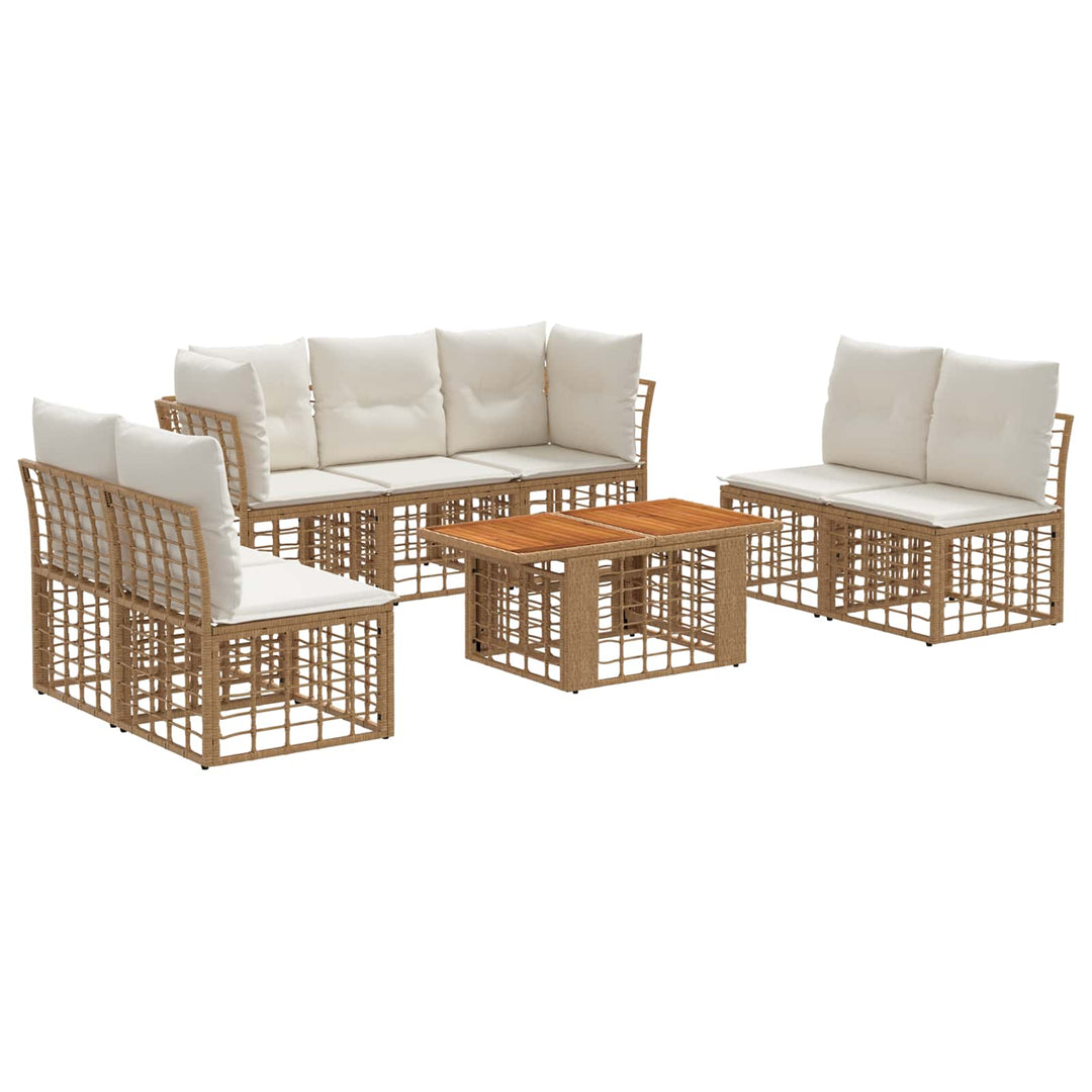 Havesofa Sæt 8 stk. Naturlig og Creme Hvid polyrattan