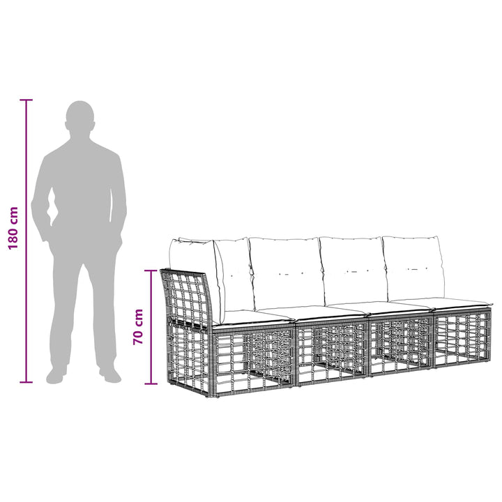 Havesofa Sæt 9 stk. Sort og Mørkegrå polyrattan