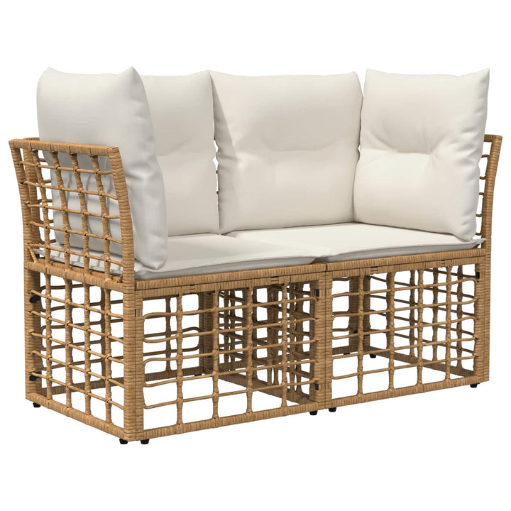 Havesofa Sæt 7 stk. Naturlig og Creme Hvid polyrattan