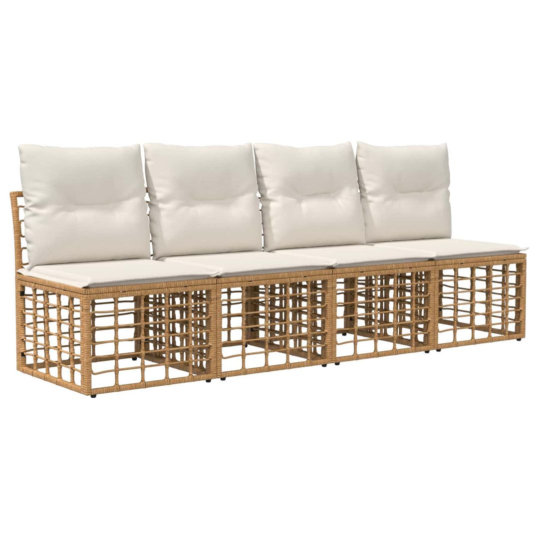 Havesofa Sæt 8 stk. Naturlig og Creme Hvid polyrattan