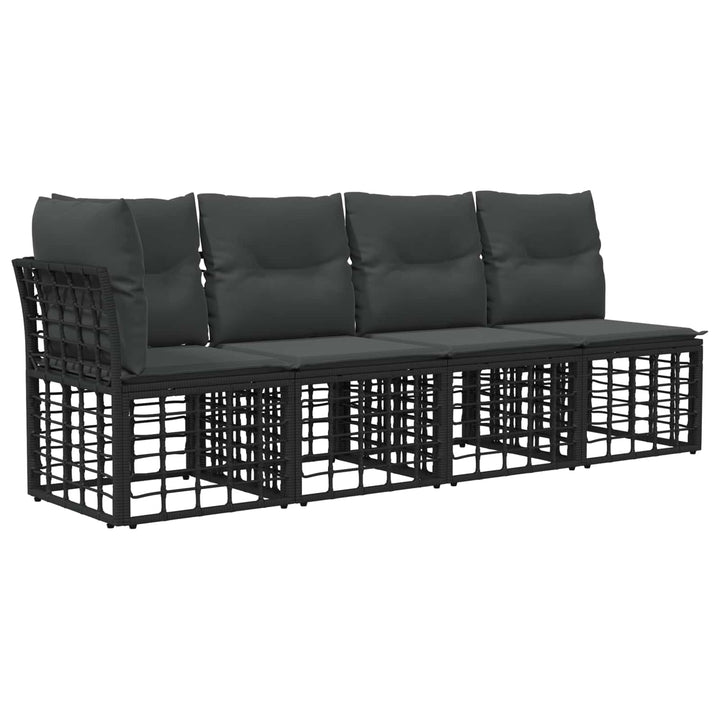 Havesofa Sæt 10 stk. Sort og Mørkegrå polyrattan