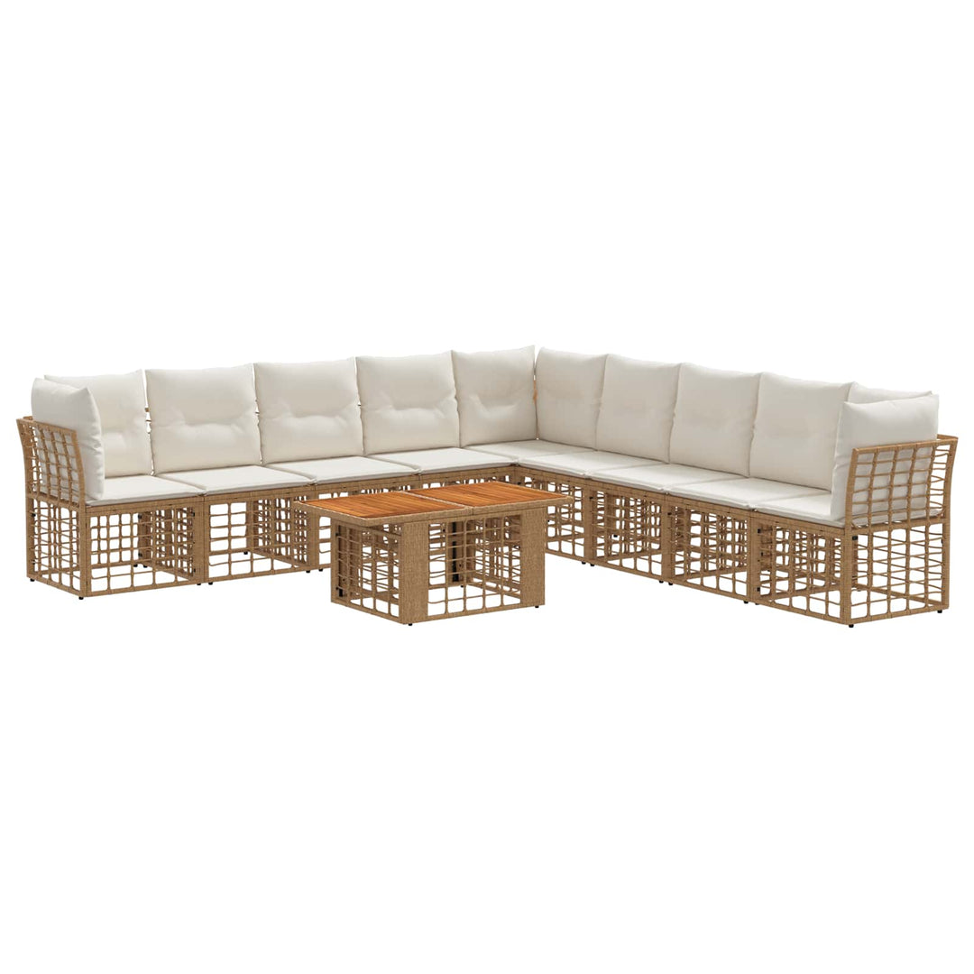 Havesofa Sæt 10 stk. Naturlig og Creme Hvid polyrattan