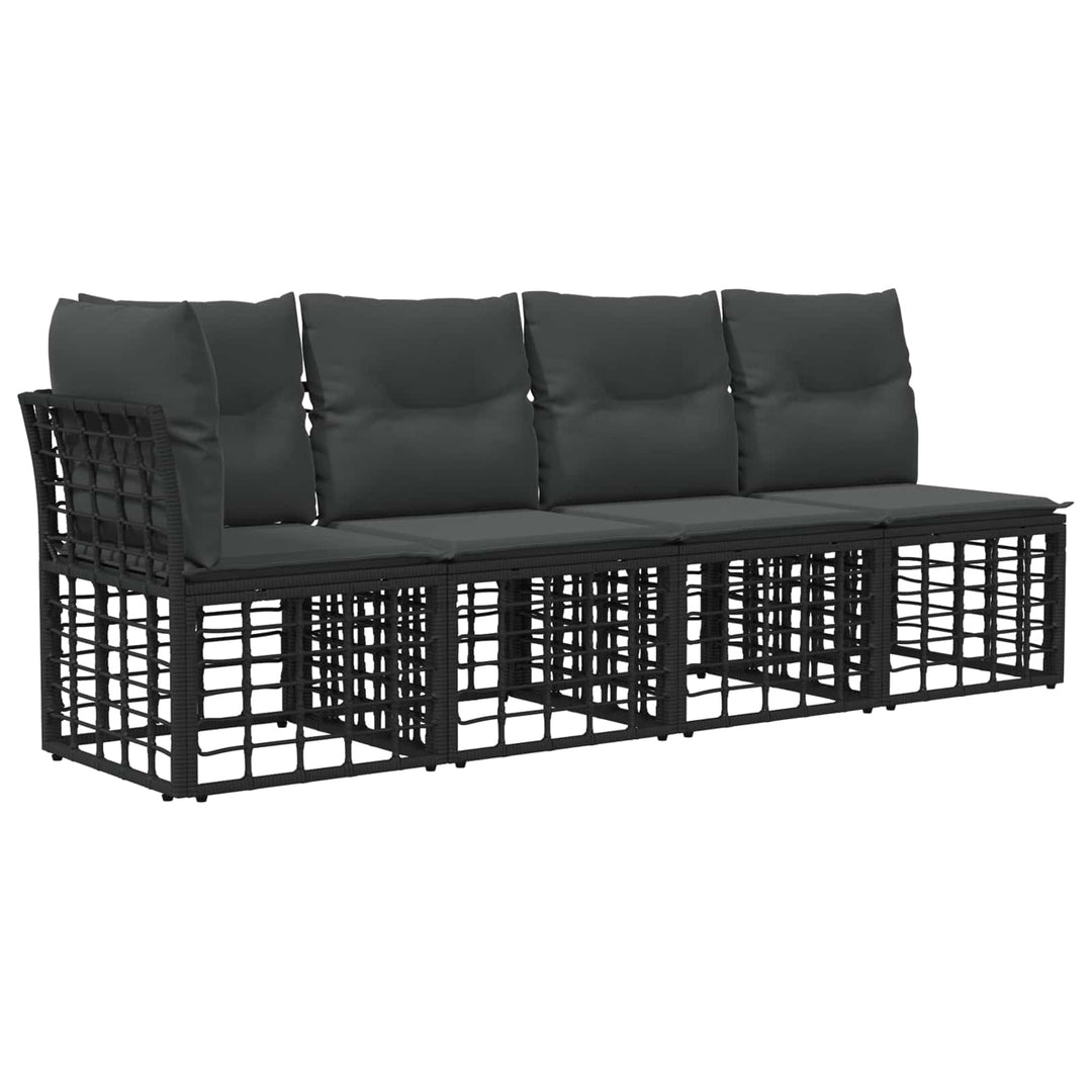Havesofa Sæt 11 stk. Sort og Mørkegrå polyrattan
