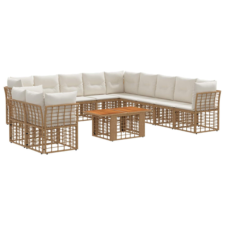 Havesofa Sæt 12 stk. Naturlig og Creme Hvid polyrattan