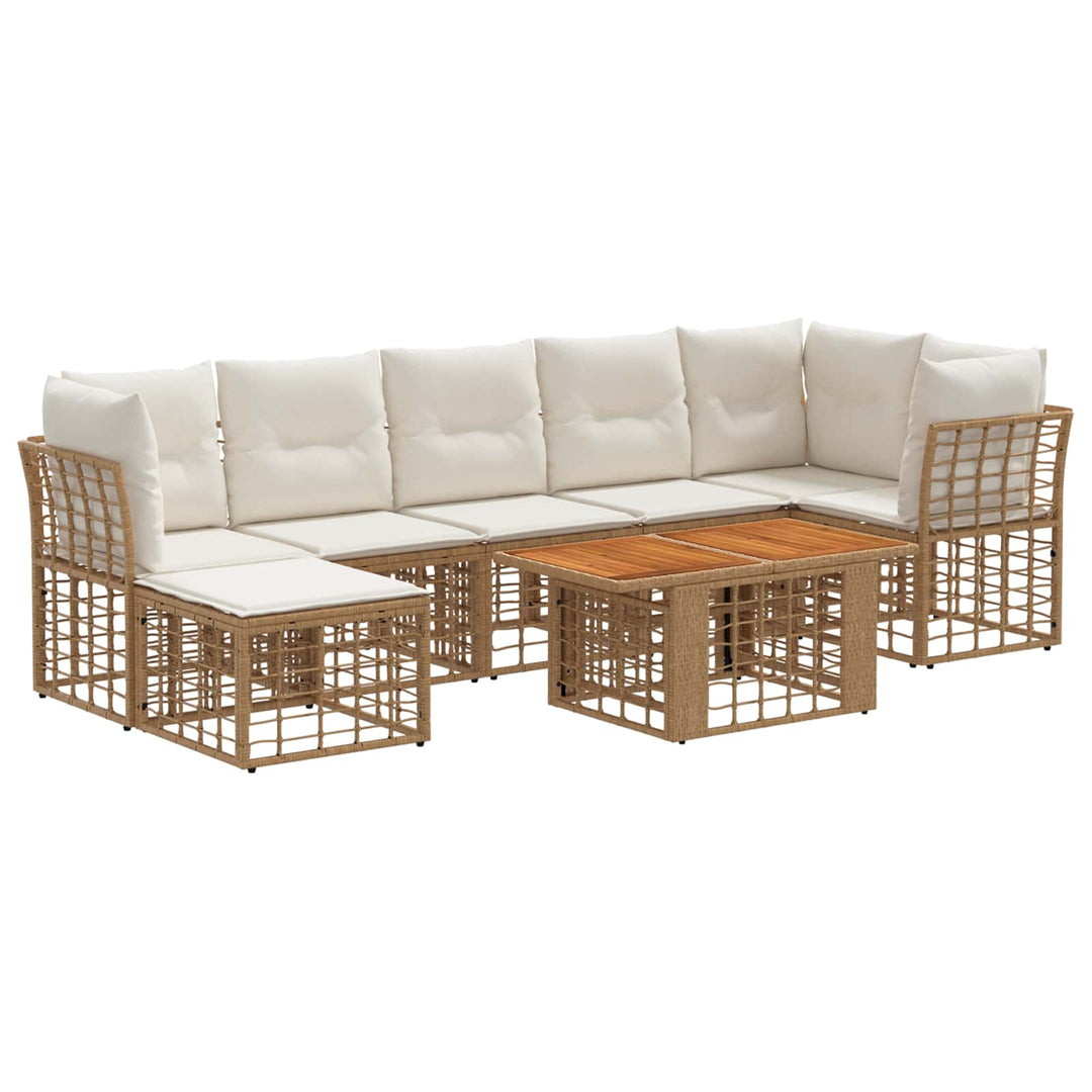 Havesofa Sæt 8 stk. Naturlig og Creme Hvid polyrattan