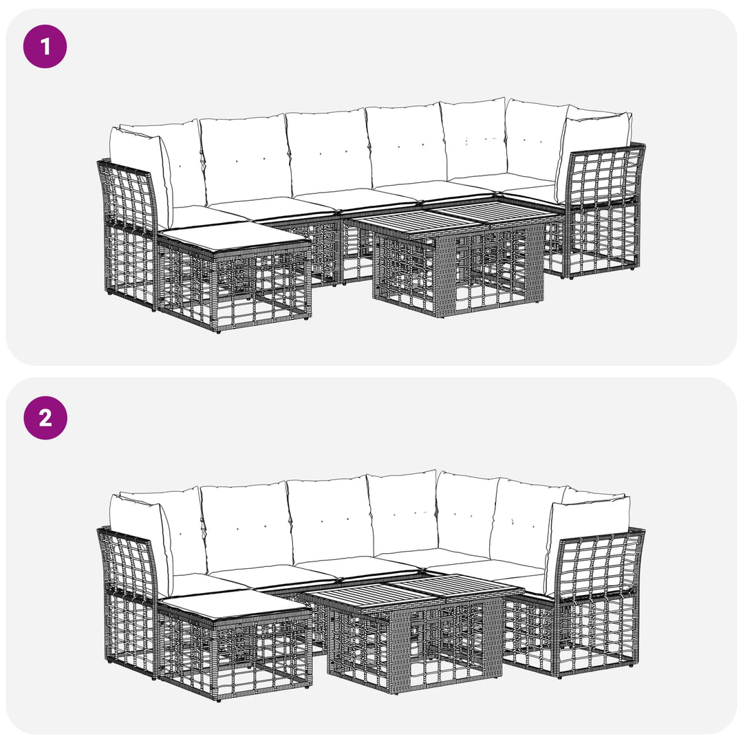 Havesofa Sæt 8 stk. Naturlig og Creme Hvid polyrattan