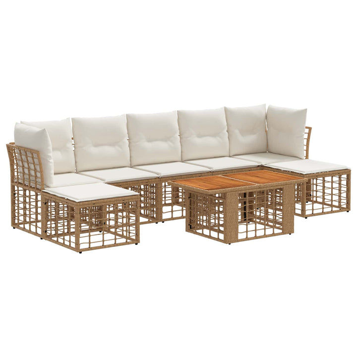 Havesofa Sæt 8 stk. Naturlig og Creme Hvid polyrattan