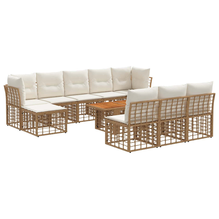 Havesofa Sæt 11 stk. Naturlig og Creme Hvid polyrattan