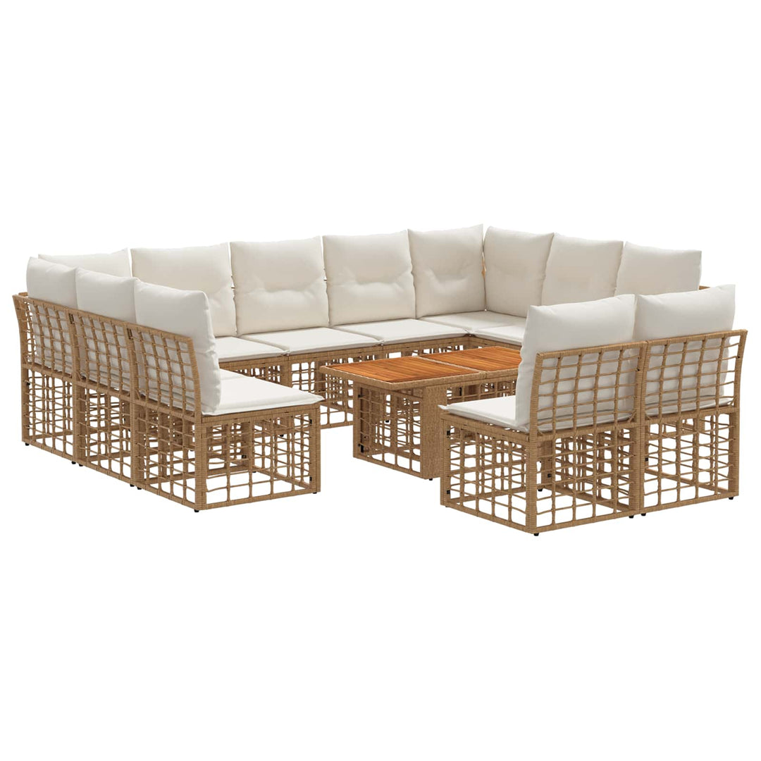 Havesofa Sæt 12 stk. Naturlig og Creme Hvid polyrattan