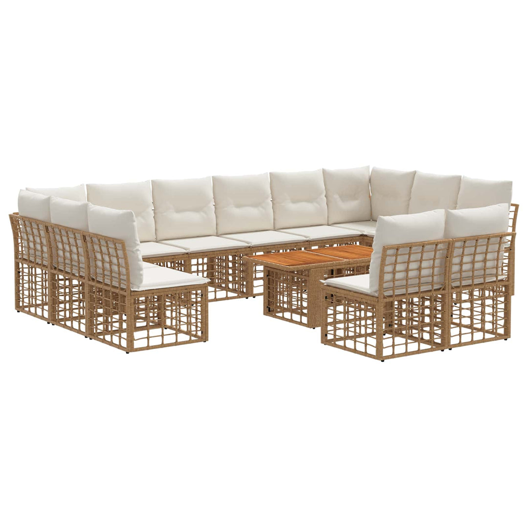 Havesofa Sæt 13 stk. Naturlig og Creme Hvid polyrattan