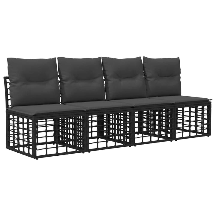 Havesofa Sæt 12 stk. Sort og Mørkegrå polyrattan