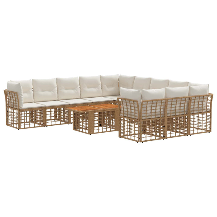 Havesofa Sæt 12 stk. Naturlig og Creme Hvid polyrattan