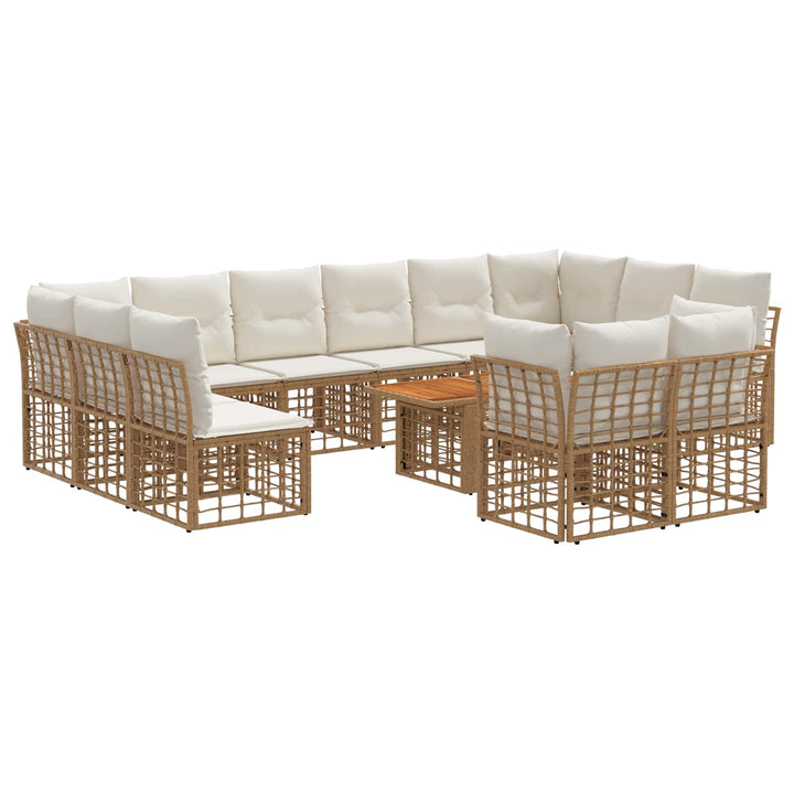 Havesofa Sæt 13 stk. Naturlig og Creme Hvid polyrattan