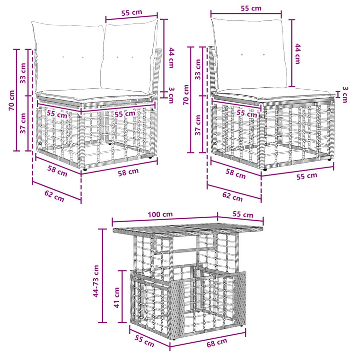 Havesofa Sæt 13 stk. Naturlig og Creme Hvid polyrattan