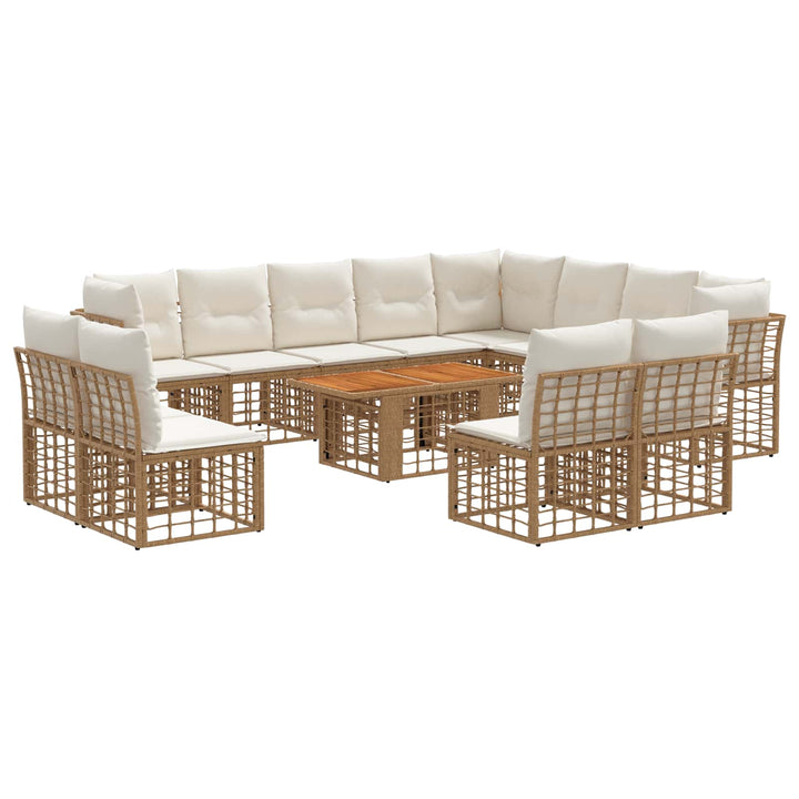 Havesofa Sæt 13 stk. Naturlig og Creme Hvid polyrattan